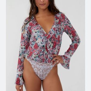 NWT Free people floral ruffle heat wave Bodysuit